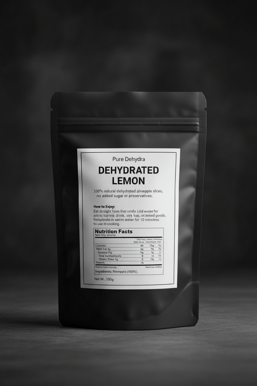 Pure Dehydra Dehydrated Lemon Slices back of bag with nutrition facts