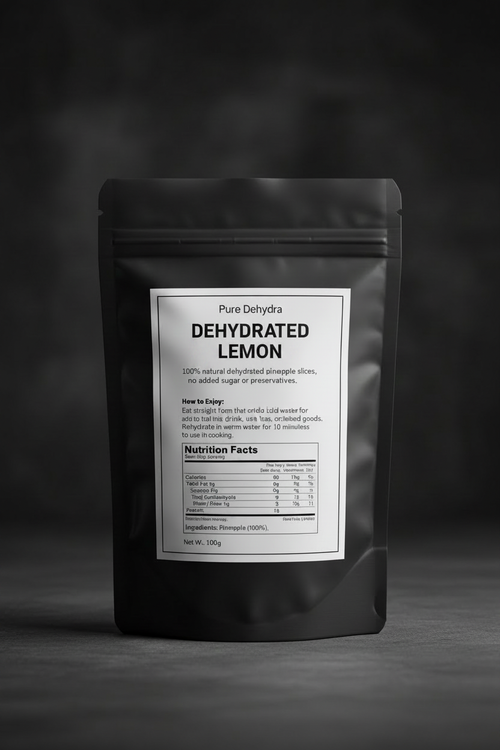 Pure Dehydra Dehydrated Lemon Slices back of bag with nutrition facts